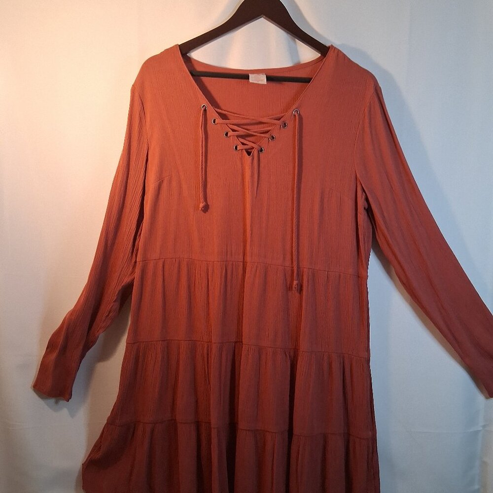 No Boundaries Girls Rust Flared Dress Size Large